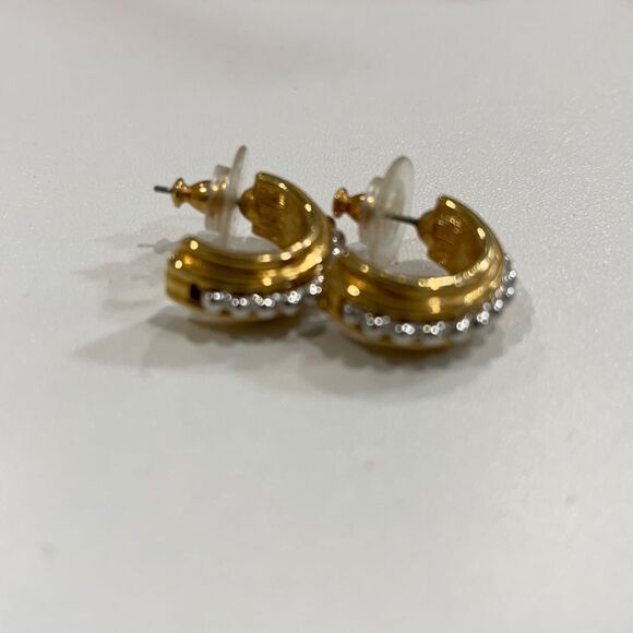 MONET GOLD Hoops with Silver Bead Center Trim! - Picture 1 of 2